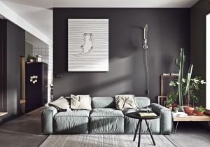 Mẫu thiết kế nội thất phòng khách sang trọng và hiện đại với màu xám