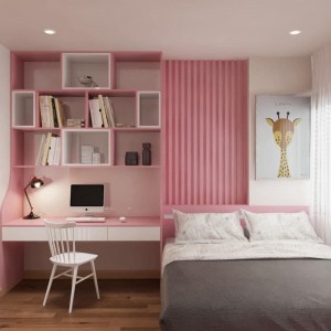 Thiết kế phòng ngủ bé giá màu hồng - anh Chung