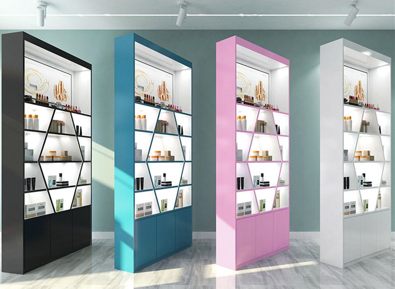 tủ trưng bày mỹ phẩm bằng gỗ mdf