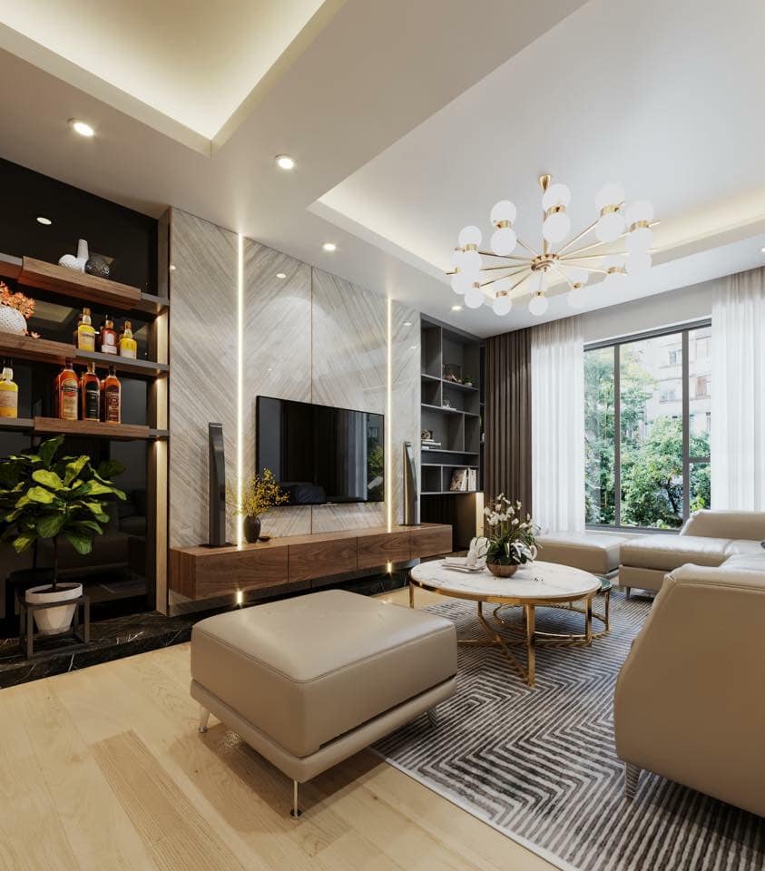 thiết kế phòng khách chung cư 3 phòng ngủ