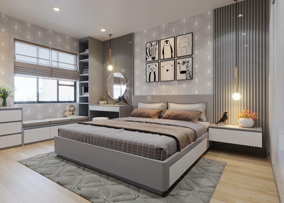 thiết kế nội thất phòng ngủ con gái mã 006