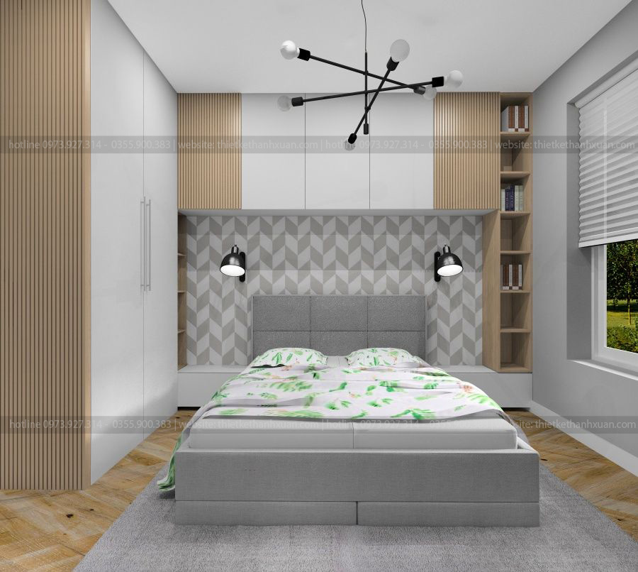 thiết kế phòng ngủ chung cư 46m2