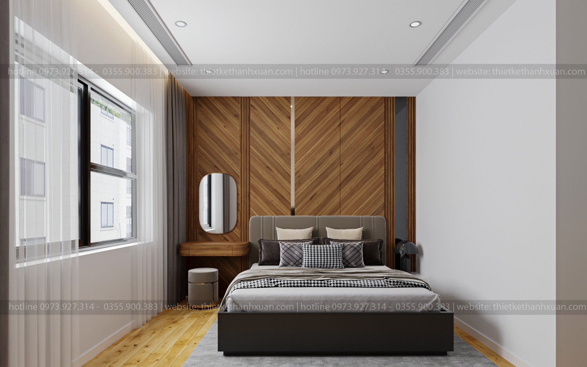 thiết kế phòng ngủ hiện đại tại chung cư the zei chị nguyệt