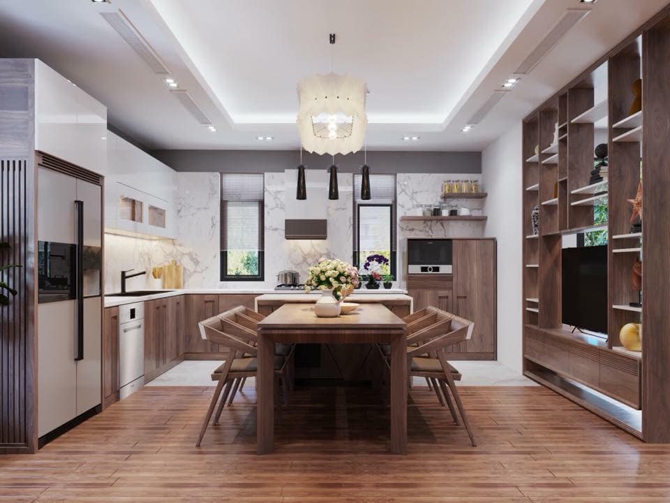 thiết kế nội thất phòng bếp nhà phố