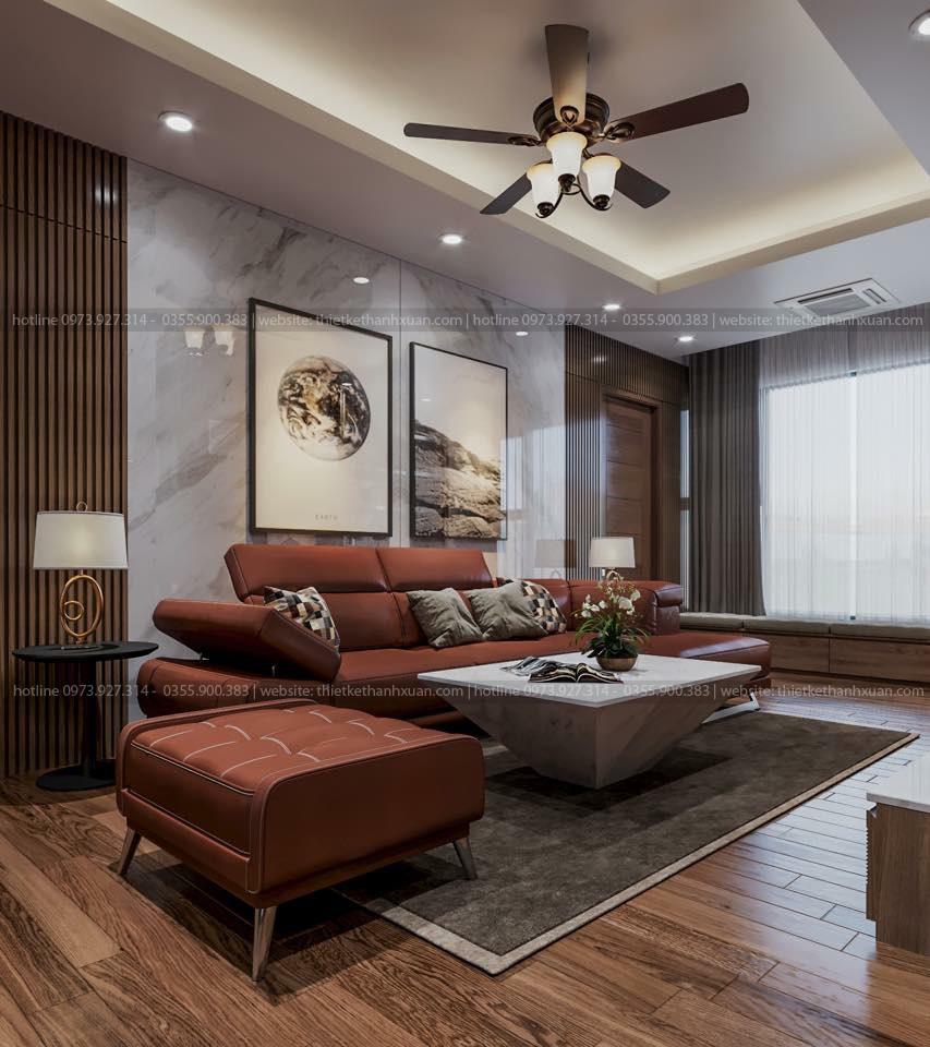thiết kế phòng khách chung cư hiện đại anh thắng