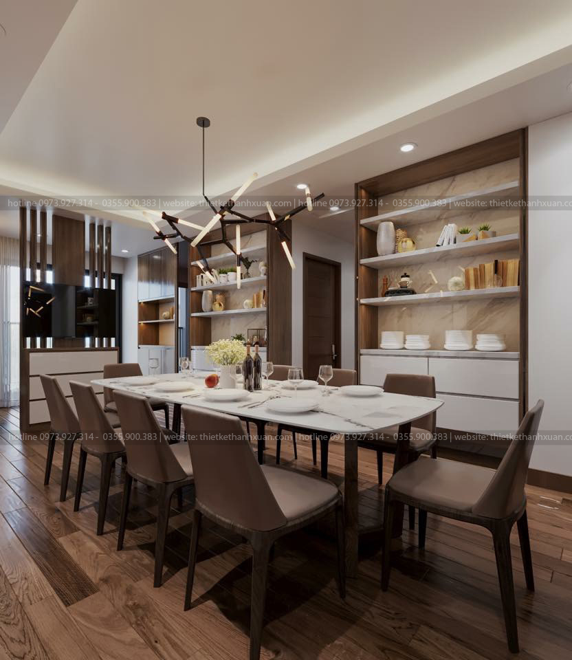 thiết kế phòng ăn chung cư anh thắng